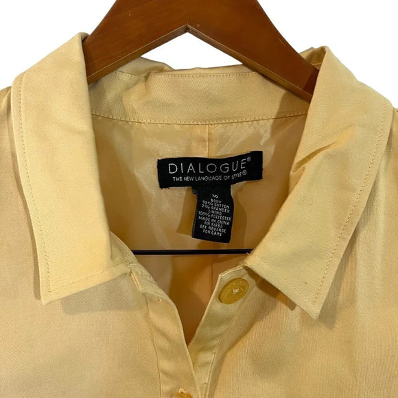 Dialogue Yellow Shacket Size 16 Button Up Long Sleeves Collared Pockets Stretch - Picture 4 of 4